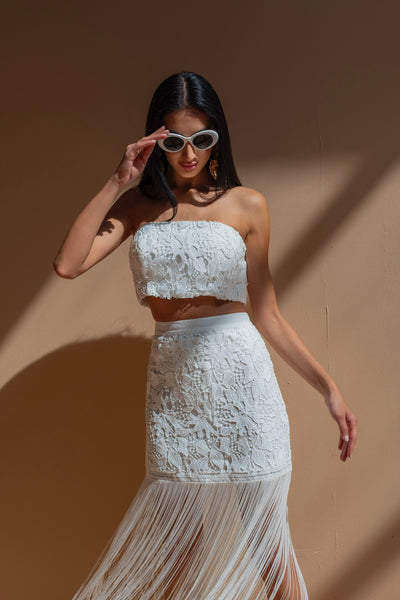 White Bandeau Bridal Top